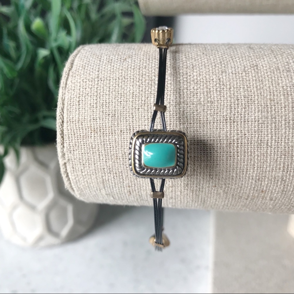 🌿Bracelet gold and silver tone turquoise beads